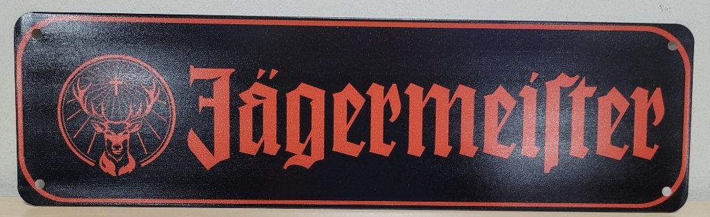 Jagermeister logo oranje reclamebord van metaal wandbord, Verzamelen, Merken en Reclamevoorwerpen, Reclamebord, Info@deconoord.nl