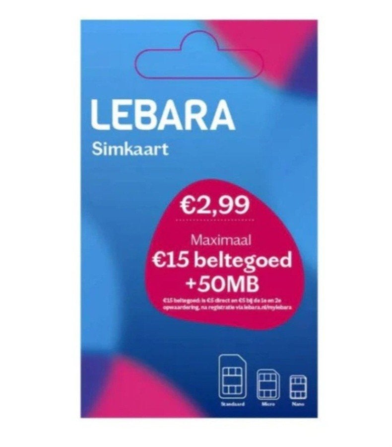 Lebara prepaid 50 stuks met tegoed simkaart geseald 2027, Ophalen, Nieuw, KPN, Simkaart