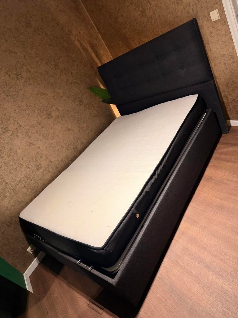 Antraciet boxspring met matras 160x200cm (Antwerpen), Ophalen, Gebruikt, Tweepersoons, 200 cm