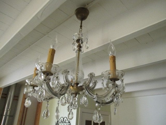 Oude kroonluchter met 5 armen / lichtpunten