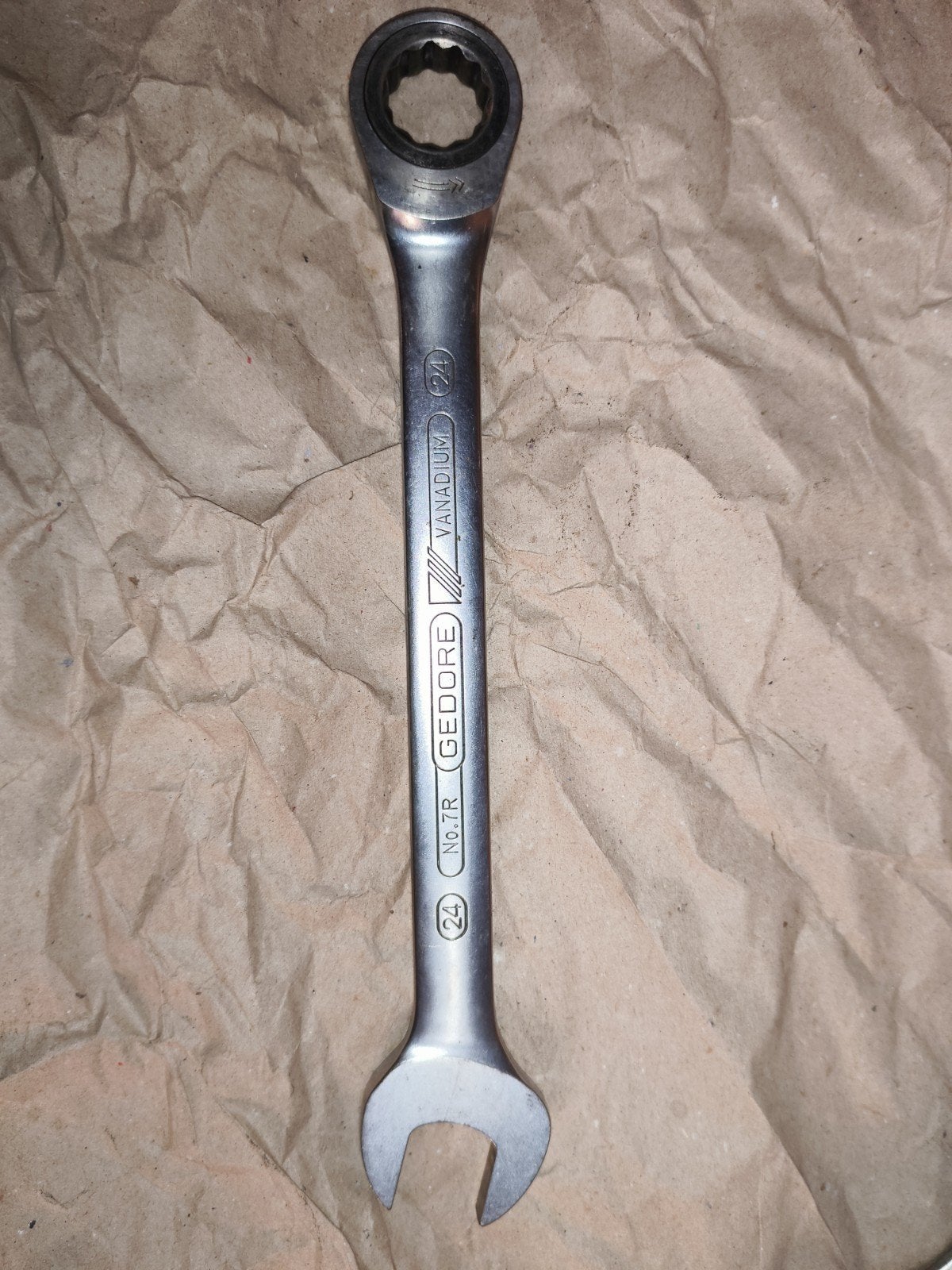 Gedore No.7R Vanadium Sleutel/Ratel 24mm, Ophalen of Verzenden, Gebruikt, Sleutel/ratel, Gedore