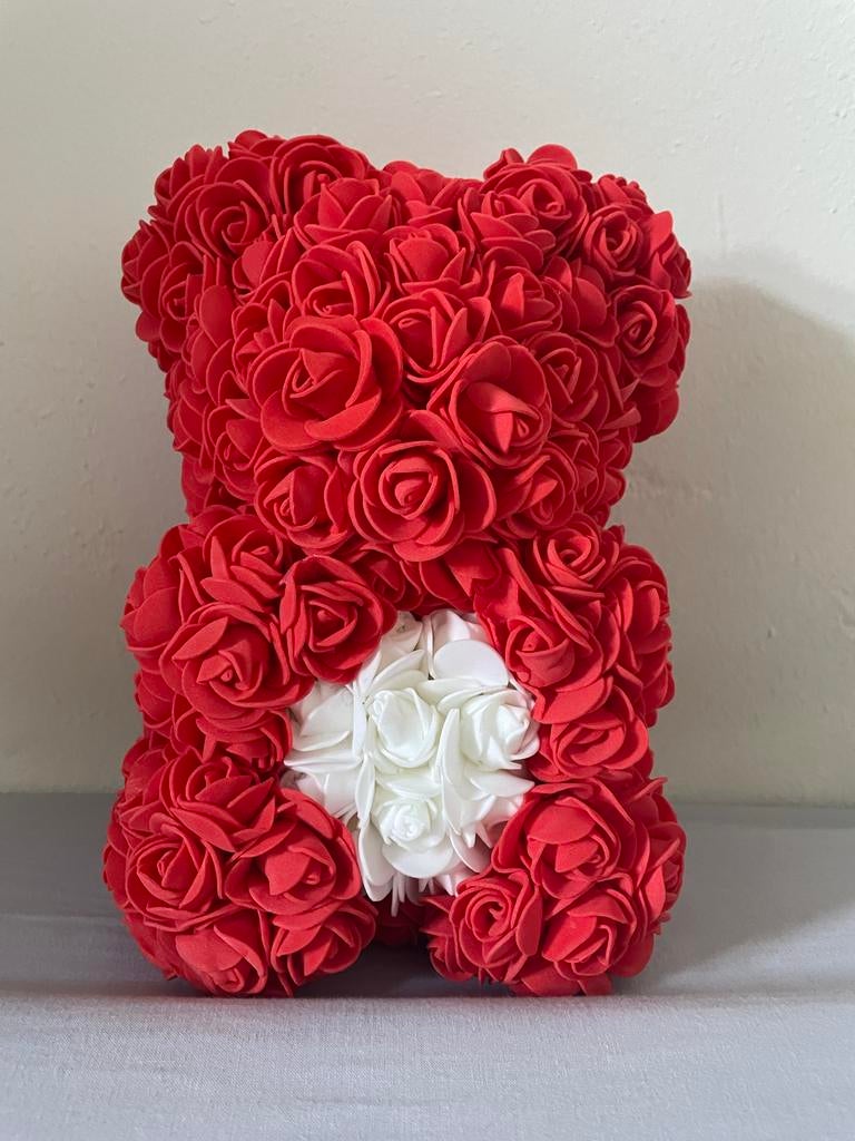 Rozenbeer - Rode Rozen met Wit Hart - Cadeau, Sieraden, Tassen en Uiterlijk, Broches, Zo goed als nieuw, Ophalen of Verzenden