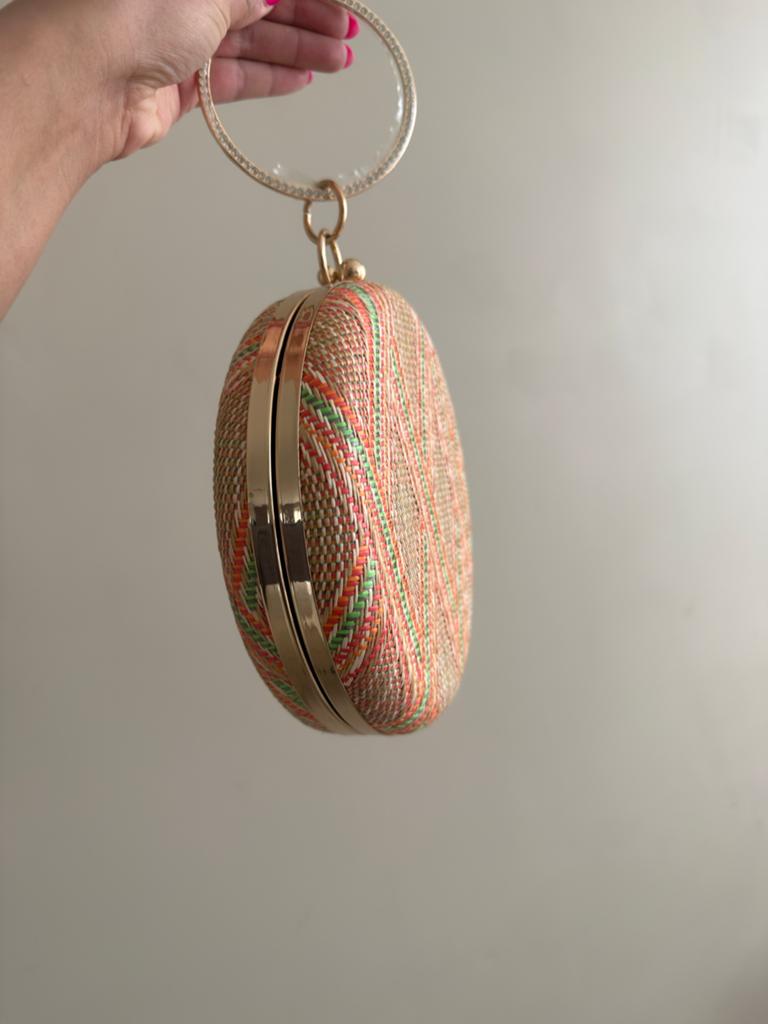 Ronde clutch / avondtas met kleurrijk patroon, Ophalen of Verzenden, Zo goed als nieuw, Overige kleuren, Avondtasje