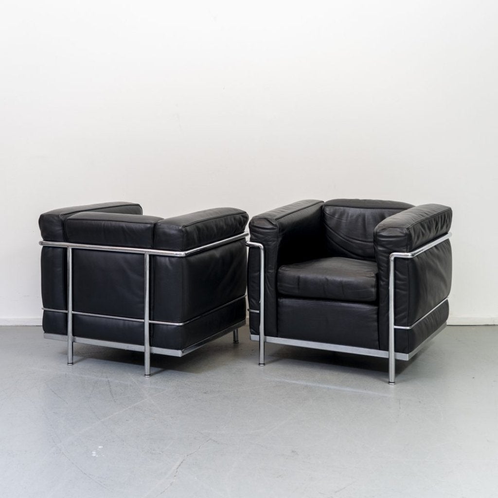 Cassina Le Corbusier LC2 Fauteuil Zwart Leer, Niet ingevuld, Zo goed als nieuw, Niet ingevuld, Niet ingevuld