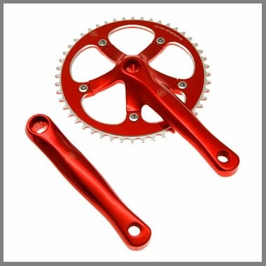BLB - Brick Lane Bikes - Track crankstel / crankset, rood, Crankstel of Pedalen, Nieuw, Ophalen of Verzenden, BLB