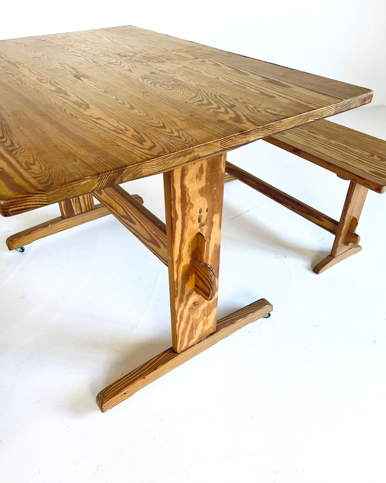 Vintage grenenhouten Scandinavische eetkamerset ‘60, Ophalen of Verzenden, Zo goed als nieuw, Vier, Nvt
