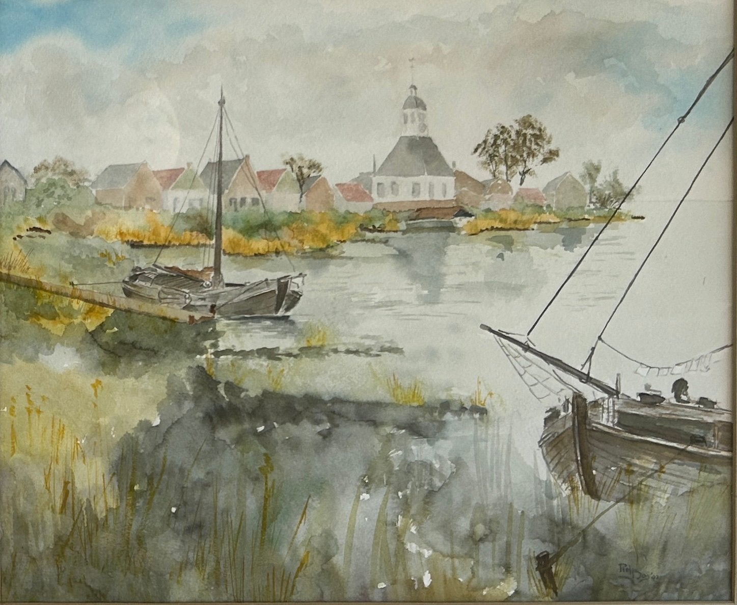 Aquarel Piet Bos: Gezicht op Durgerdam (1991), Ophalen