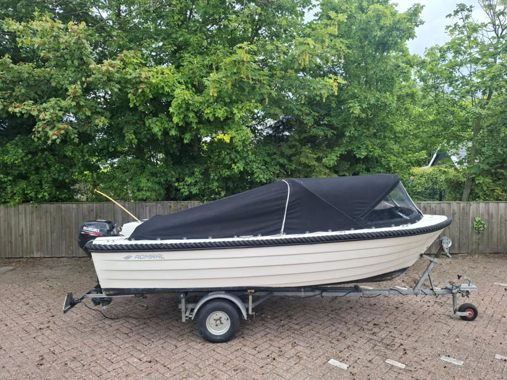 Amiral 470 sloep met trailer en 9.9pk suzuki, Watersport en Boten, Ophalen, Admiral, Zonnedek