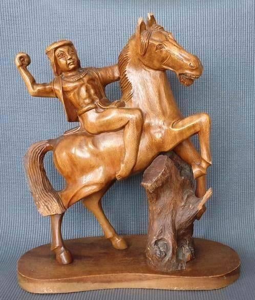 Vintage Oosterse handgesneden houten sculptuur, Antiek en Kunst, Ophalen of Verzenden, 20 - 50 cm, Scène, Beeld