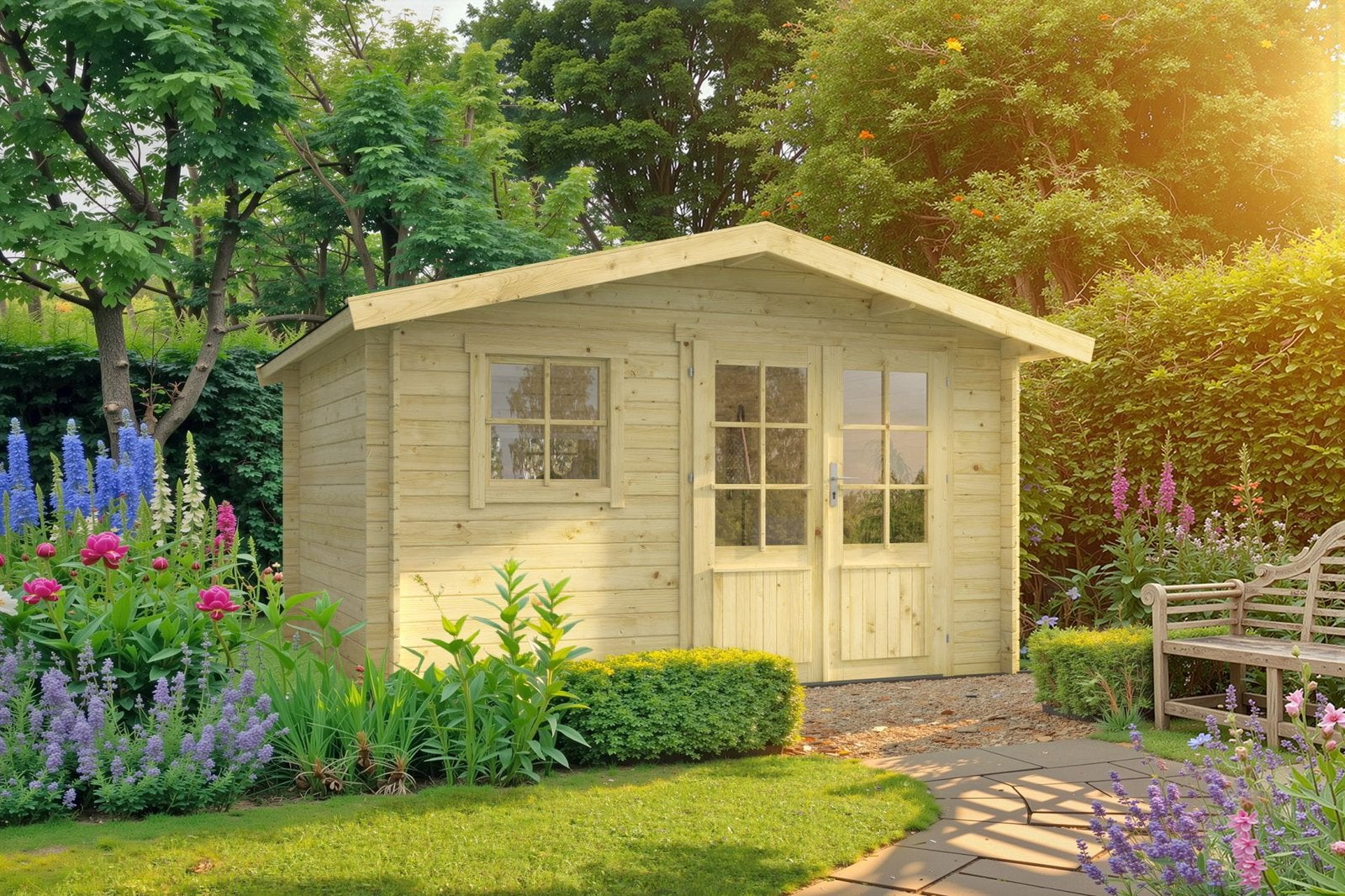 Blokhut / tuinhuis 360x300cm aanbieding, Tuin en Terras, Palen, Balken en Planken, Nieuw, Ophalen of Verzenden, Hardhout, 250 cm of meer