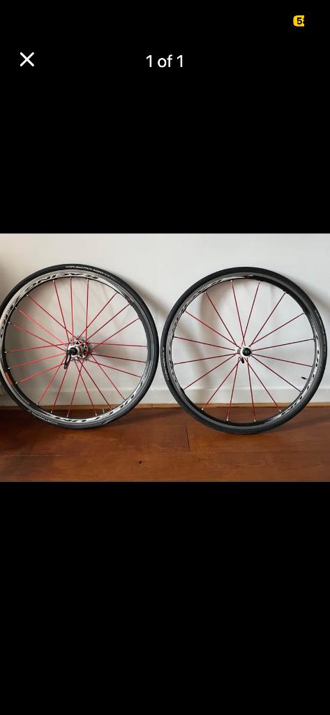 Fulcrum Zero red passion bike wheels, Gebruikt, Aluminium, Racefiets, Ophalen