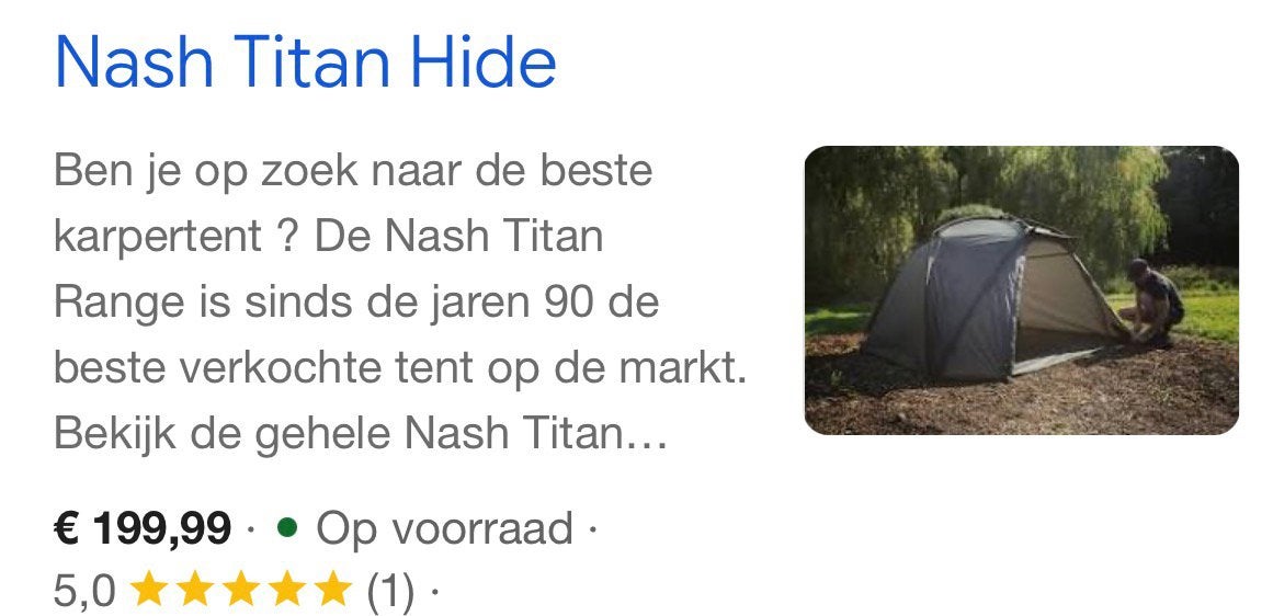 Zo goed als nieuw Nash titan hide., Watersport en Boten, Hengelsport | Karpervissen, Ophalen, Zo goed als nieuw, Overige typen