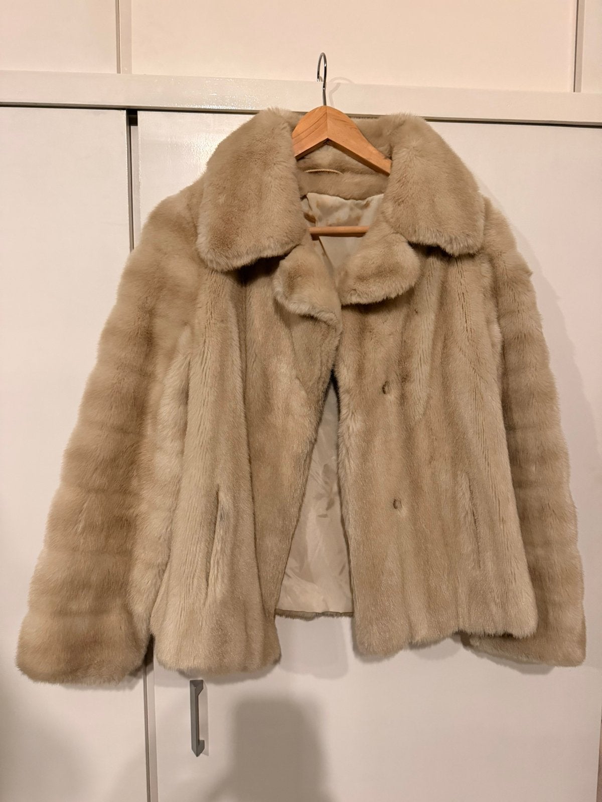 Leuke vintage neppe bontjas, Ophalen of Verzenden, Gedragen, Beige