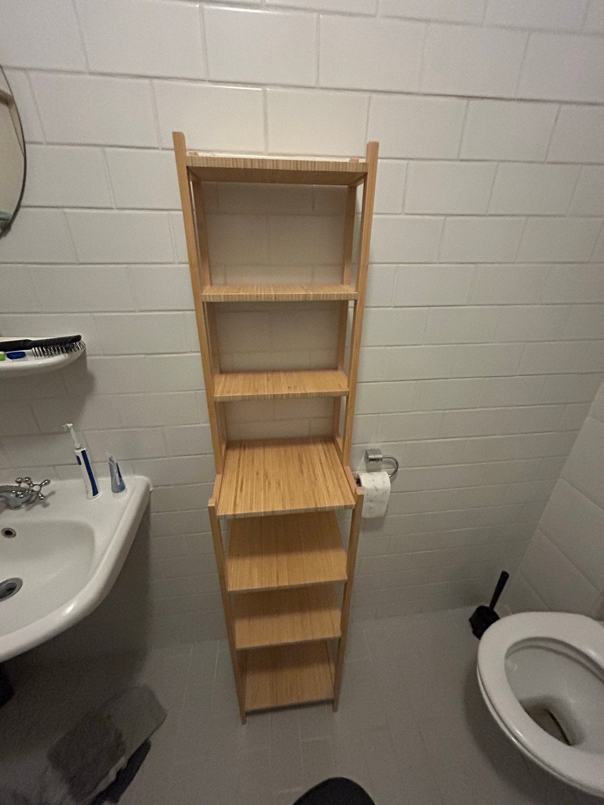 IKEA RÅGRUND badkamerkast bamboe - Zo goed als nieuw, Ophalen, (Half)hoge kast, Minder dan 50 cm, Zo goed als nieuw