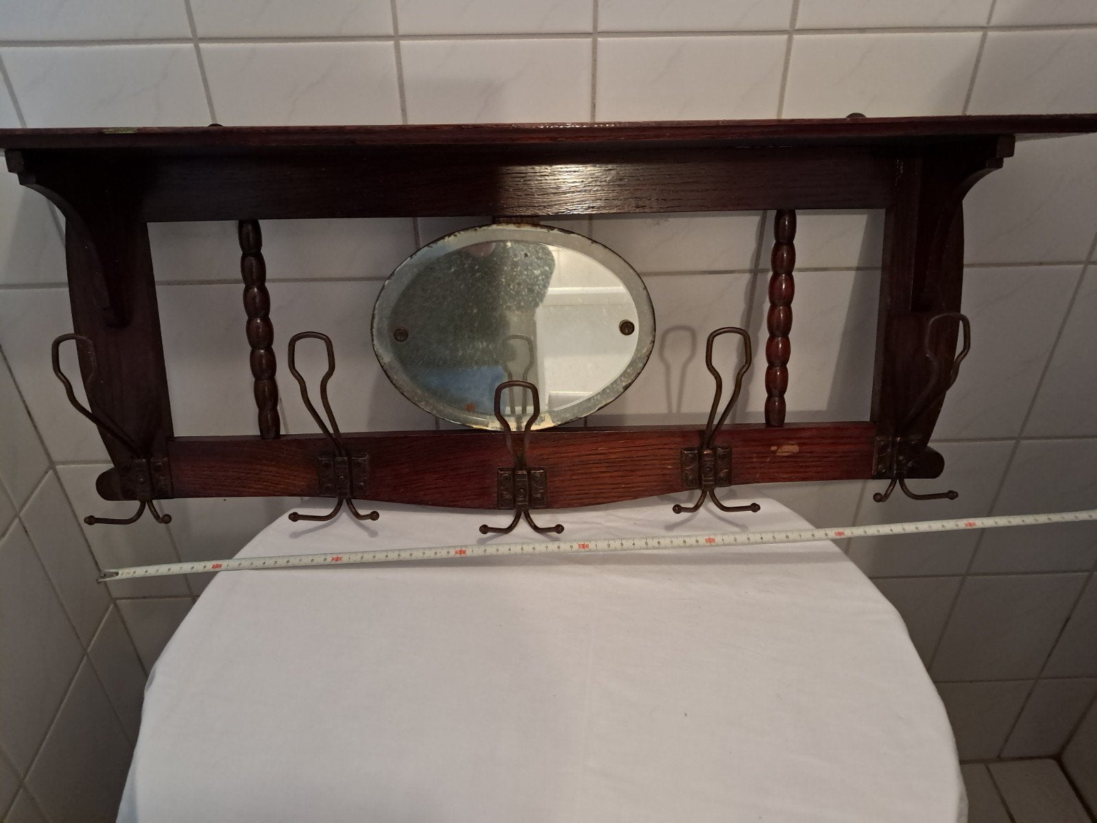 Oude kapstok met spiegeltje, Gebruikt, Minder dan 100 cm, Hout, Ophalen