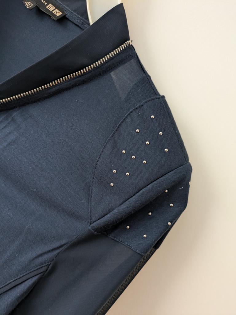 Donkerblauwe jack met transparante mouwen en studs, Maat 38/40 (M), Blauw, Ophalen of Verzenden, Onbekend