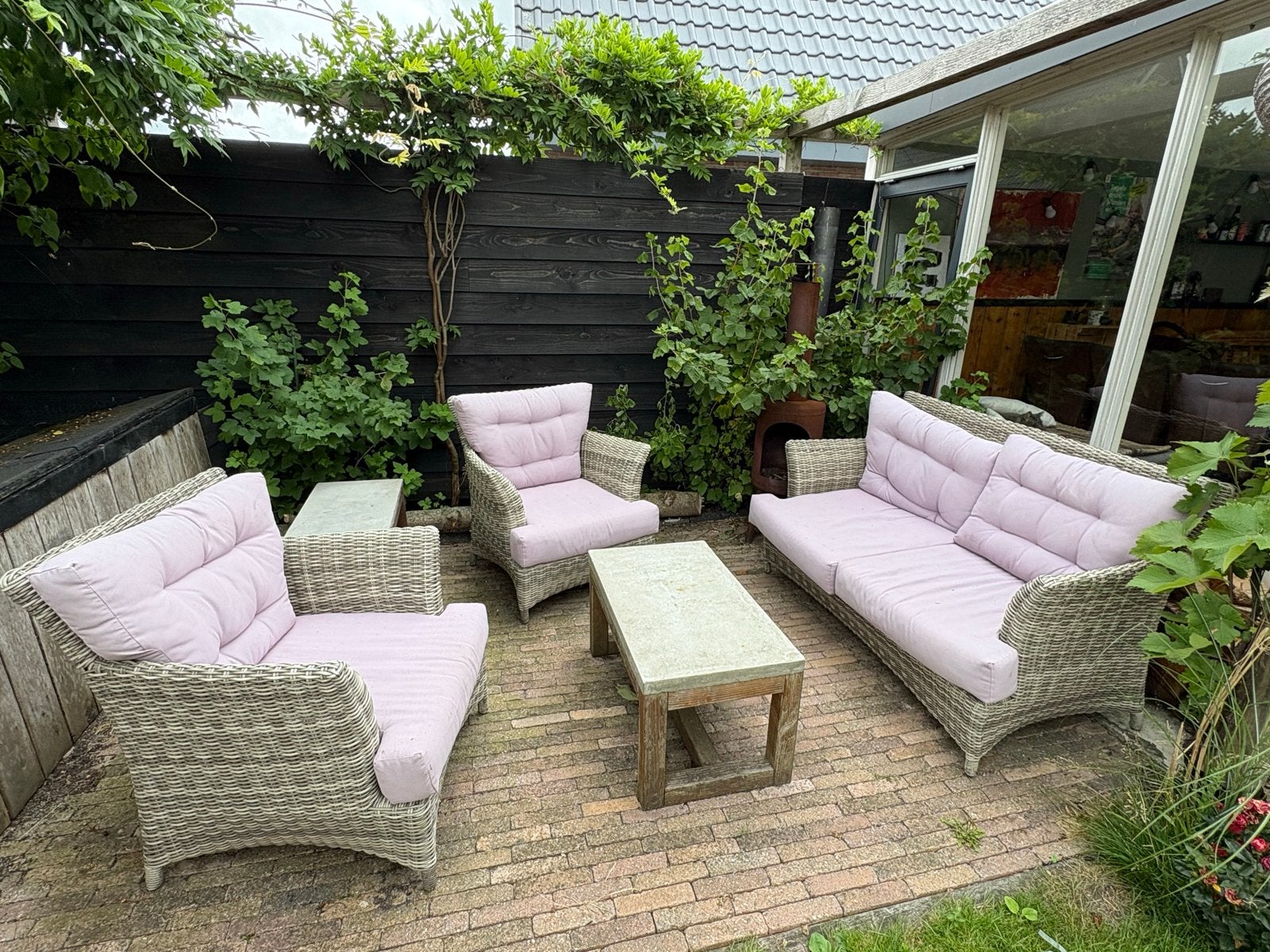 Loungeset (excl tafeltje), Ophalen, 4 zitplaatsen, Gebruikt, Loungeset