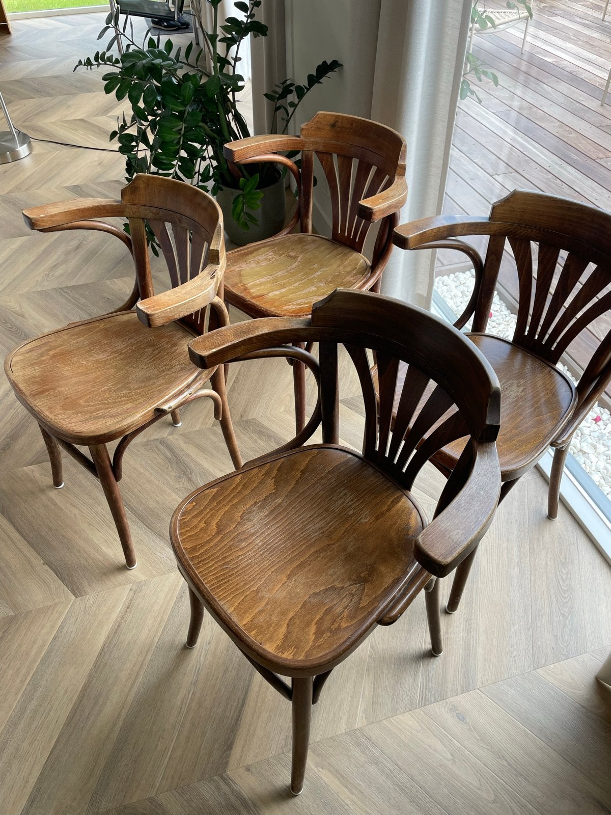 Set van 4 vintage Thonet-stijl café stoelen, Ophalen