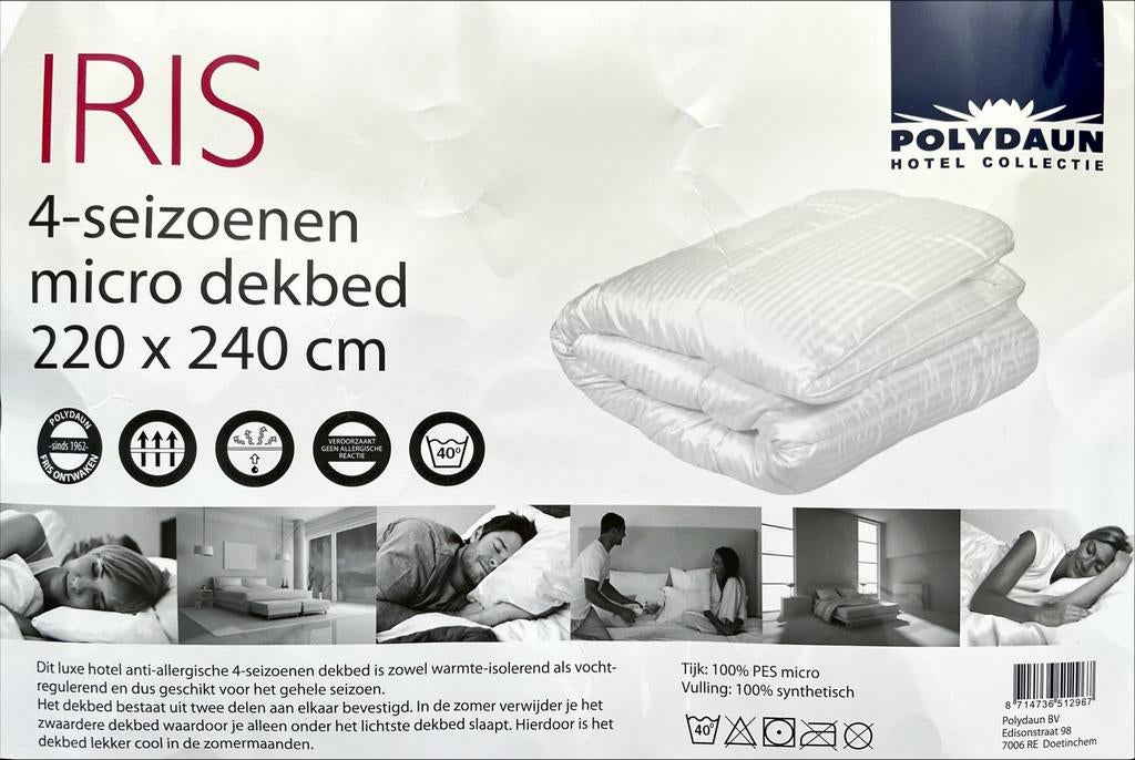 IRIS Polydau Hotel Collectie 4-seizoenen microdekbed 220x240, Ophalen, Wit, Deken of Dekbed, Nieuw