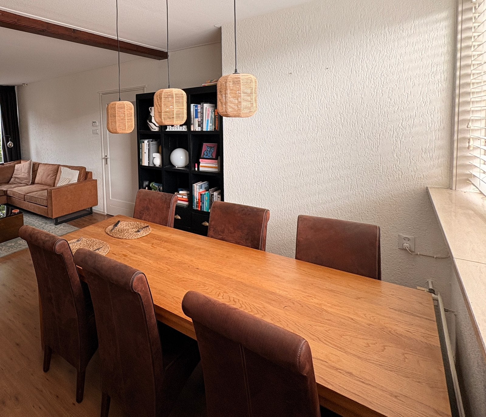 Houten eiken eettafel tafel 6 personen woonkamer eikenhout, Huis en Inrichting, Ophalen, Gebruikt, Eikenhout, 200 cm of meer
