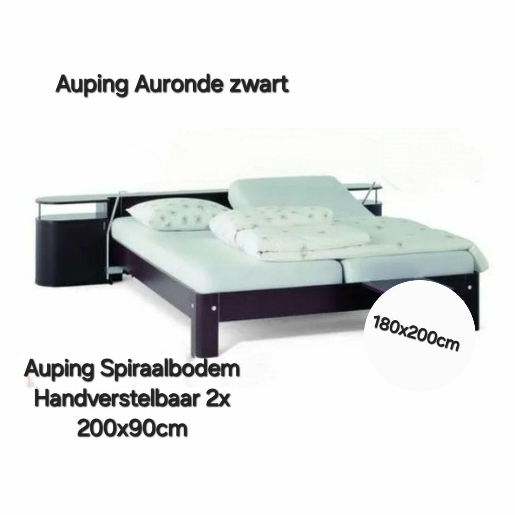 Auping bed met ombouw, Ophalen, Zwart, Tweepersoons, 180 cm