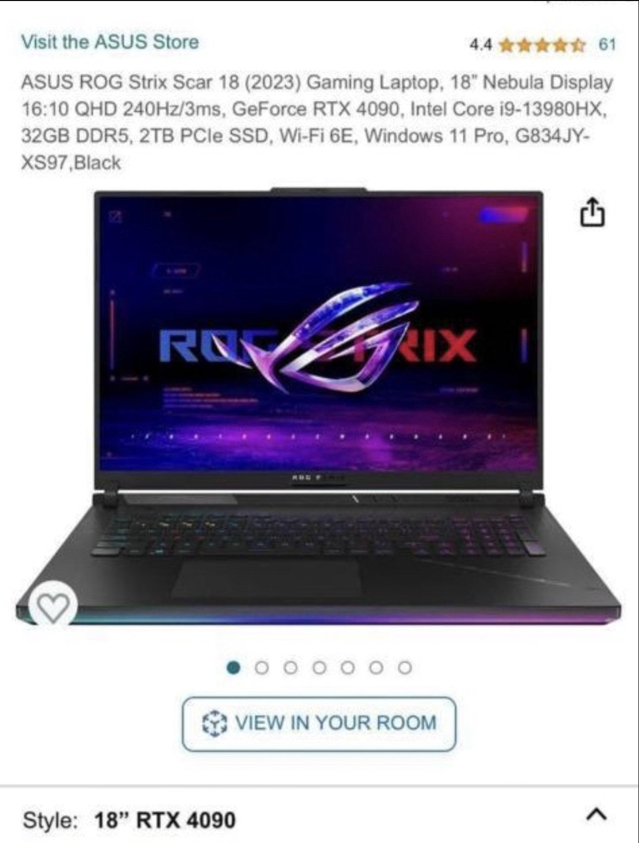 ASUS ROG Strix G18 G834JY – i9 / RTX 4090 / 240Hz / 16:10