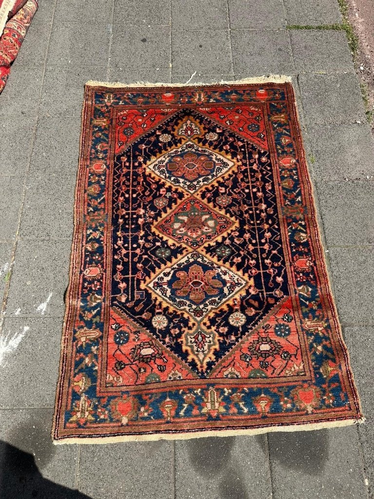 Antiek Hamedan tapijt 195 x 130 cm  Perzisch vakmanschap, Gebruikt, Wol, Ophalen of Verzenden, NA
