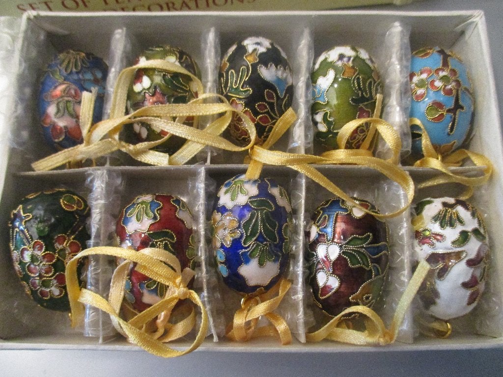 Paas Decoratie 10 cloisonné Paas eieren  handgemaakt, Diversen, Pasen, Ophalen of Verzenden, Zo goed als nieuw