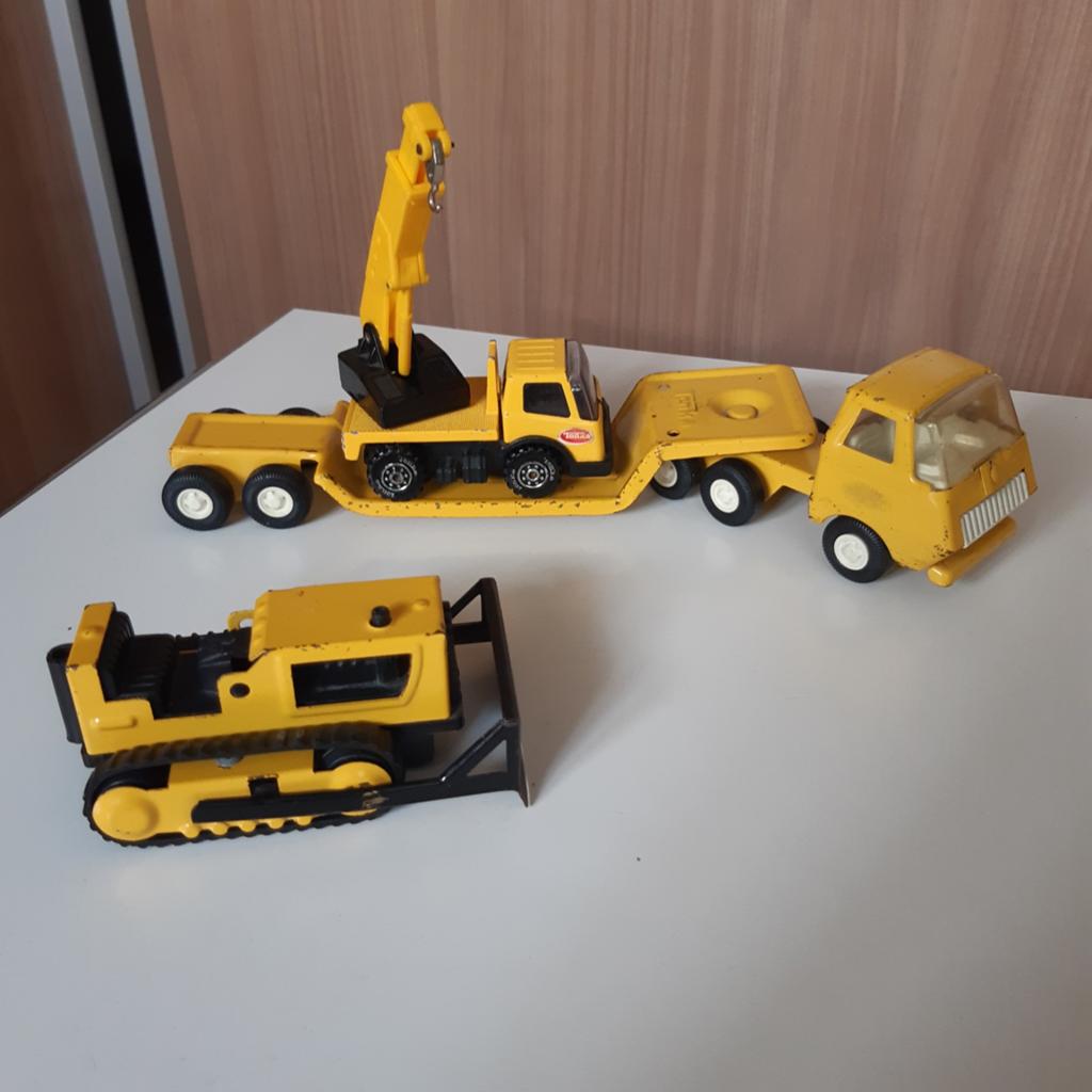 Vintage Tonka speelgoed: Kraanwagen, oplegger en bulldozer, Kinderen en Baby's, Speelgoed | Speelgoedvoertuigen, Ophalen of Verzenden