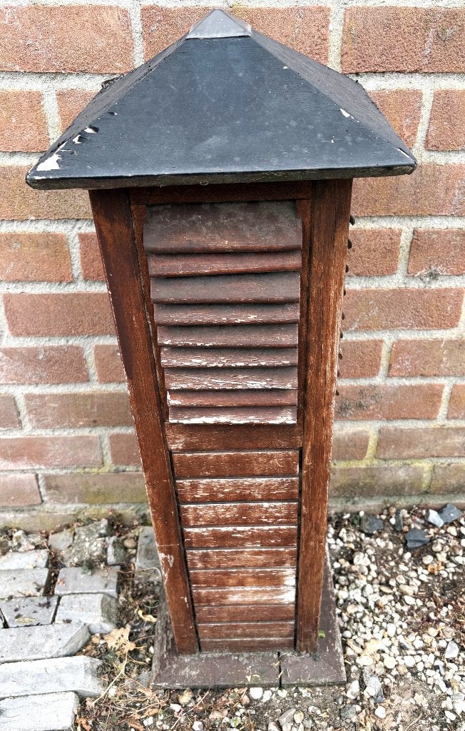 staande buitenlamp hout, Tuin en Terras, Buitenverlichting, Ophalen, Gebruikt, Staande lamp, Netvoeding