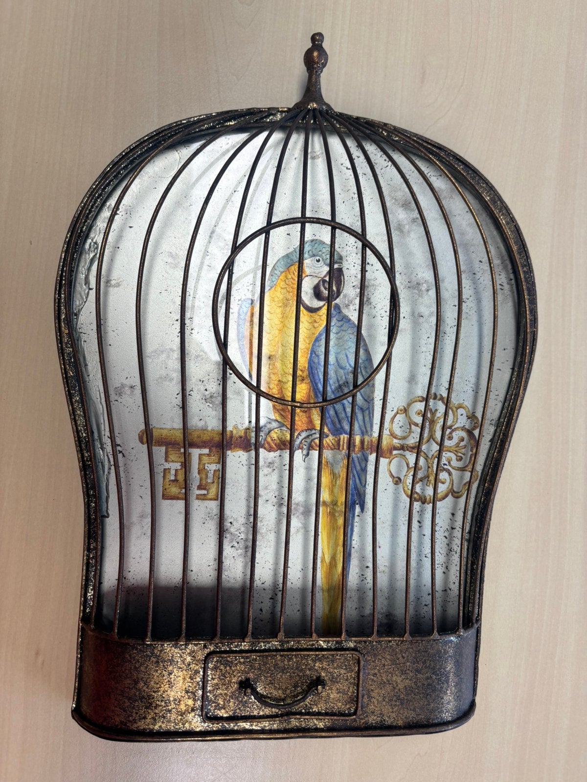 Vintage Verre Eglomise-wandhanger met papegaai, Ophalen of Verzenden