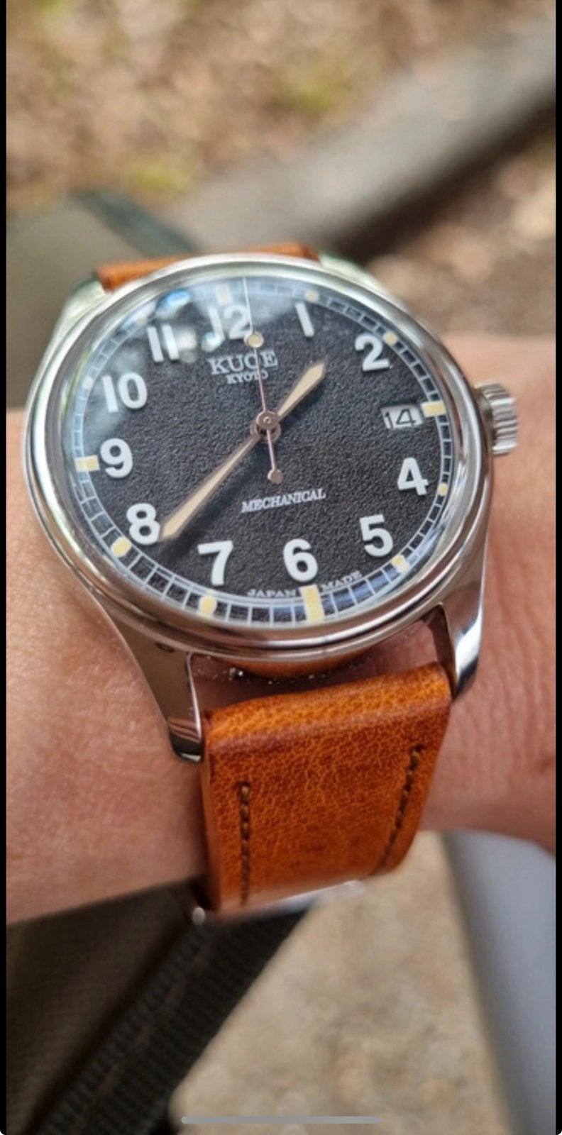 Kuoe kyoto horloge bruin zwart full set, Ophalen, Zo goed als nieuw, Leer, Overige merken