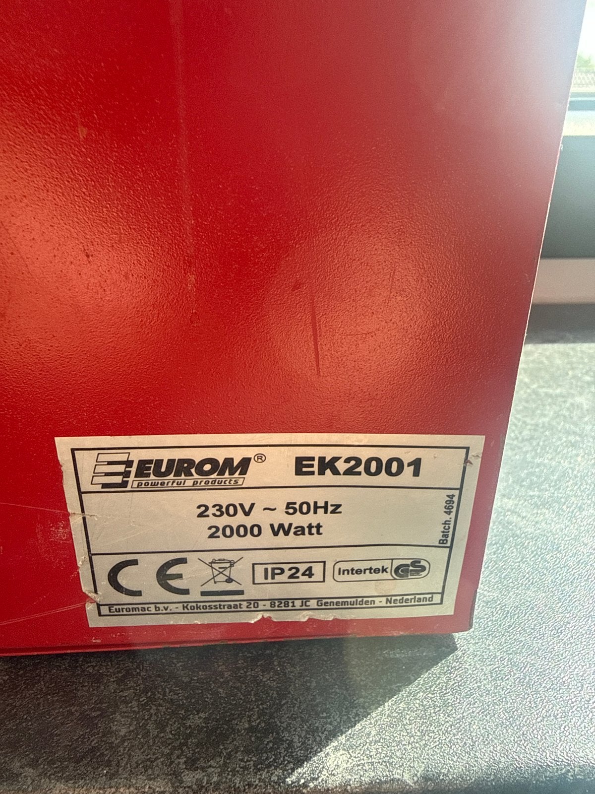 Eurom EK2001 Elektrische Kachel - 2000 Watt, Ophalen, Gebruikt, 800 watt of meer, Kachel