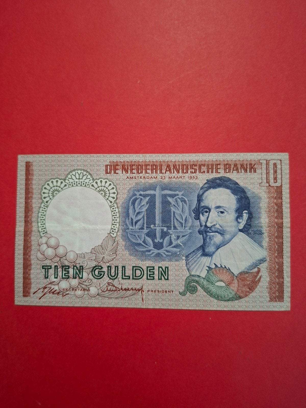 10 gulden Hugo de Groot uit 1953 in ZF
Serie nummer 3 XC 090, Postzegels en Munten, Bankbiljetten | Nederland, Ophalen of Verzenden
