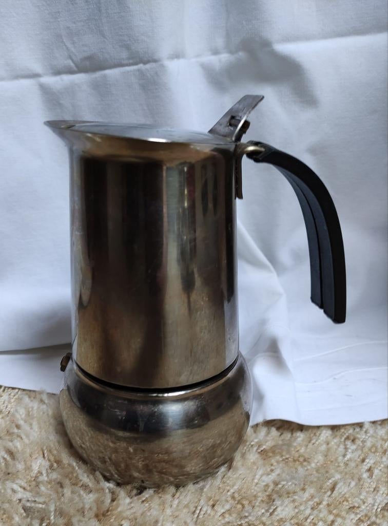 Vintage RVS Moka Pot - Italiaanse Koffiezetter, Witgoed en Apparatuur, Koffiezetapparaten, Gebruikt, Overige modellen, Gemalen koffie