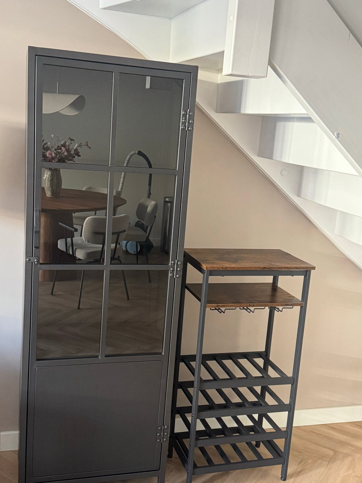 Zwarte vitrinekast Castello met lichte beschadiging, Ophalen, Gebruikt, 50 tot 100 cm, Metaal