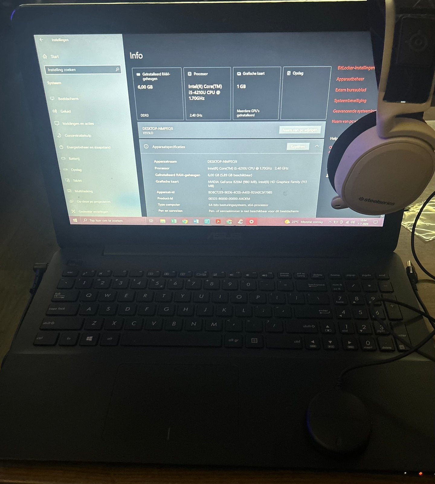 Asus laptop, Computers en Software, Windows Laptops, Ophalen, Zo goed als nieuw, 15 inch, 2 tot 3 Ghz