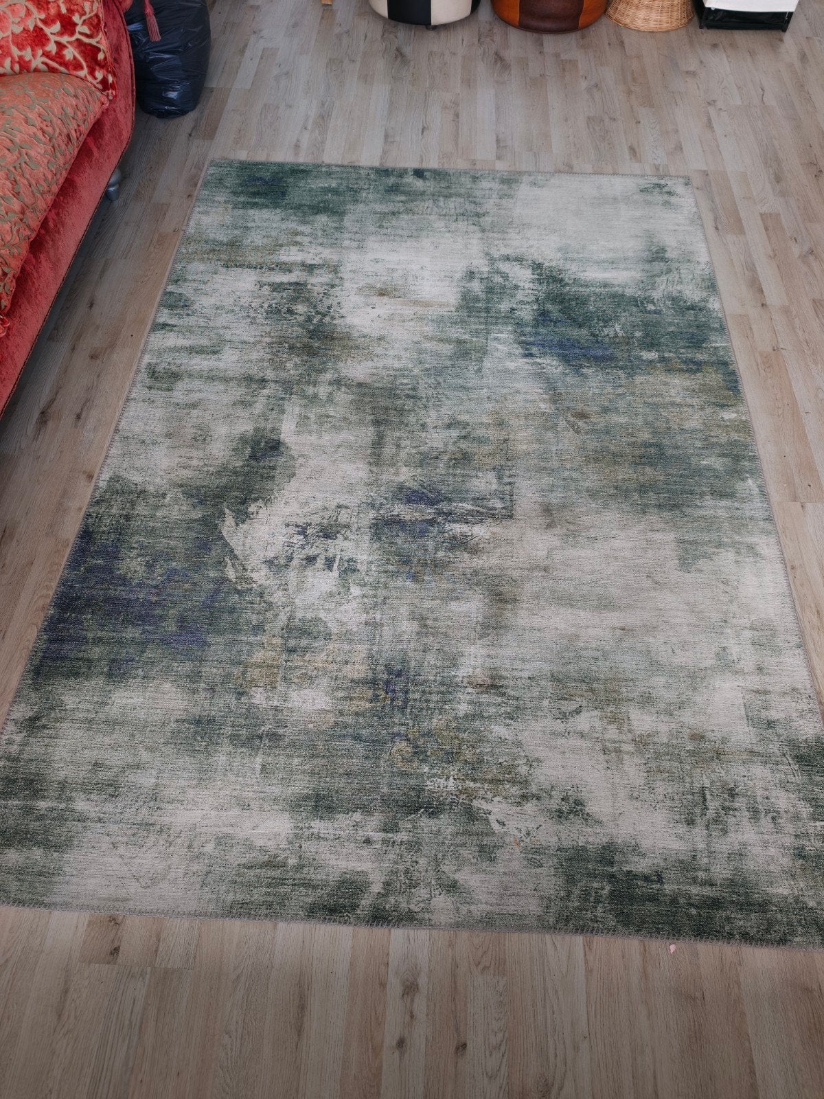 Fraai Home & Living Vloerkleed - Groen/Grijs Abstract, Huis en Inrichting, Ophalen, 100 tot 150 cm, Groen, Zo goed als nieuw
