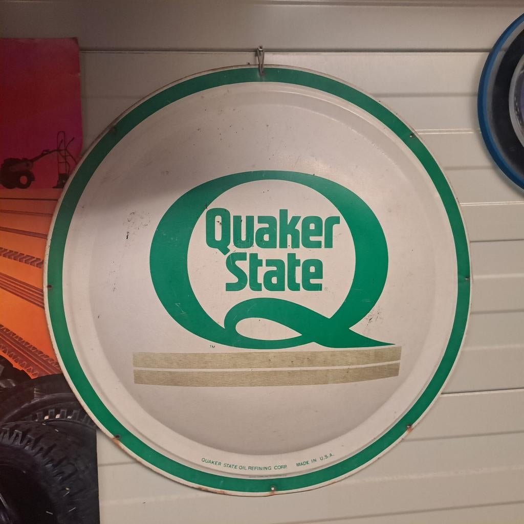 Quaker State Oil Tinplate reclamebord Usa, Ophalen of Verzenden, Gebruikt, Reclamebord