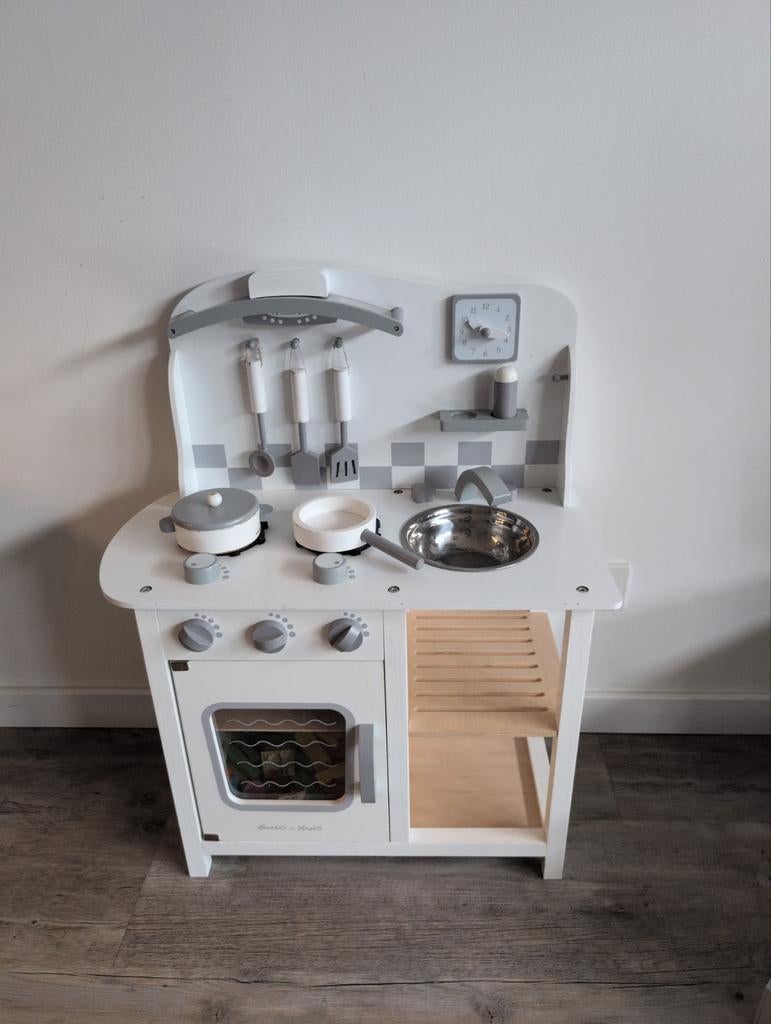 outen speelkeuken met accessoires - Wit/Grijs merk Bandits&, Ophalen, Gebruikt