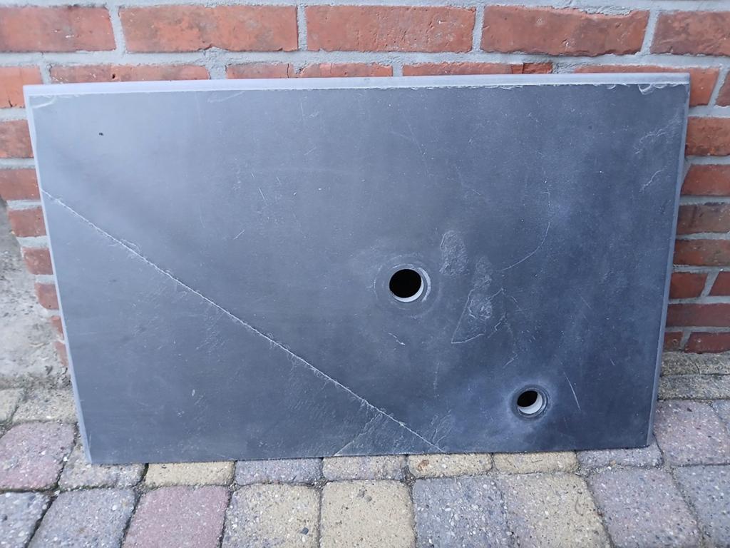 Leisteen wastafelblad voor waskom - grijs, Ophalen, Gebruikt, 50 tot 100 cm, Wasbak of Wastafel