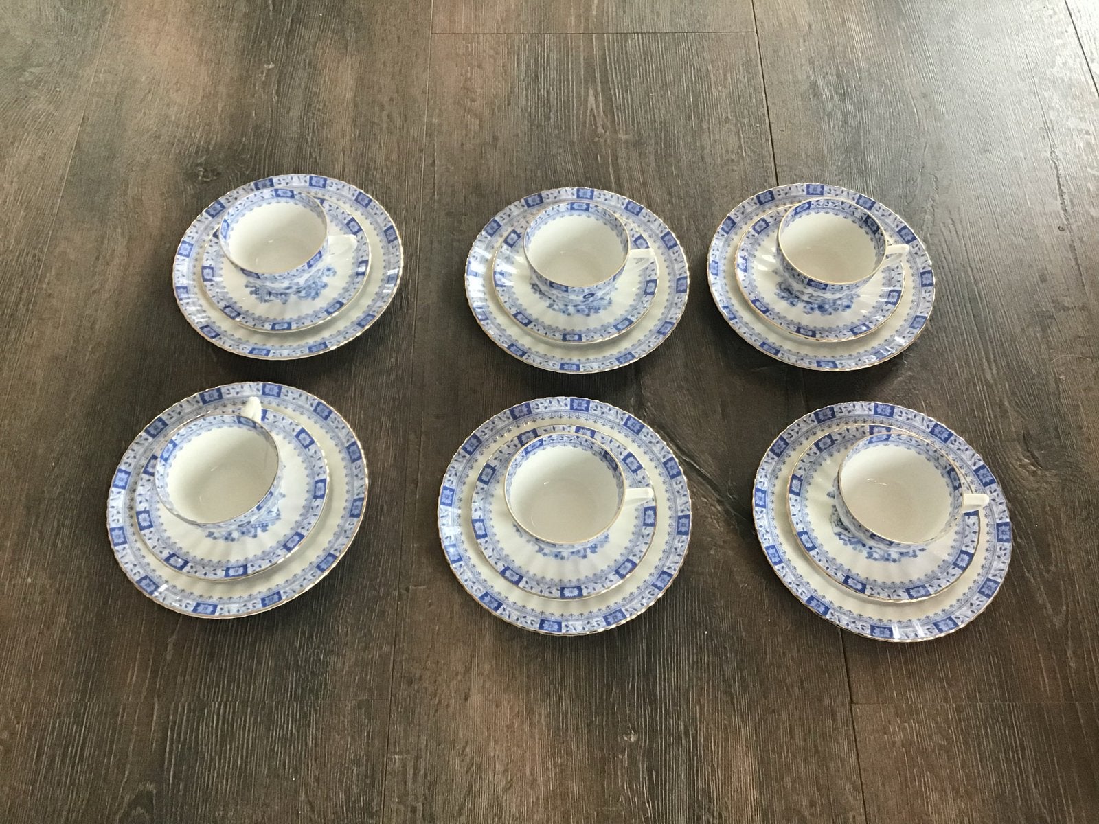 6x Ontbijtset Seltmann Weiden Bavaria porselein China Blau, Antiek en Kunst, Ophalen of Verzenden