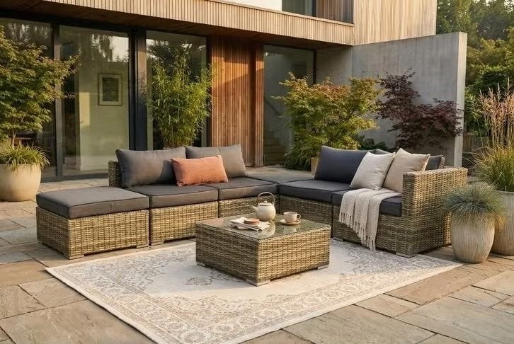 Wicker hoekbank loungeset modulair SALE, Tuin en Terras, Ophalen, 6 zitplaatsen, Zo goed als nieuw, Loungeset