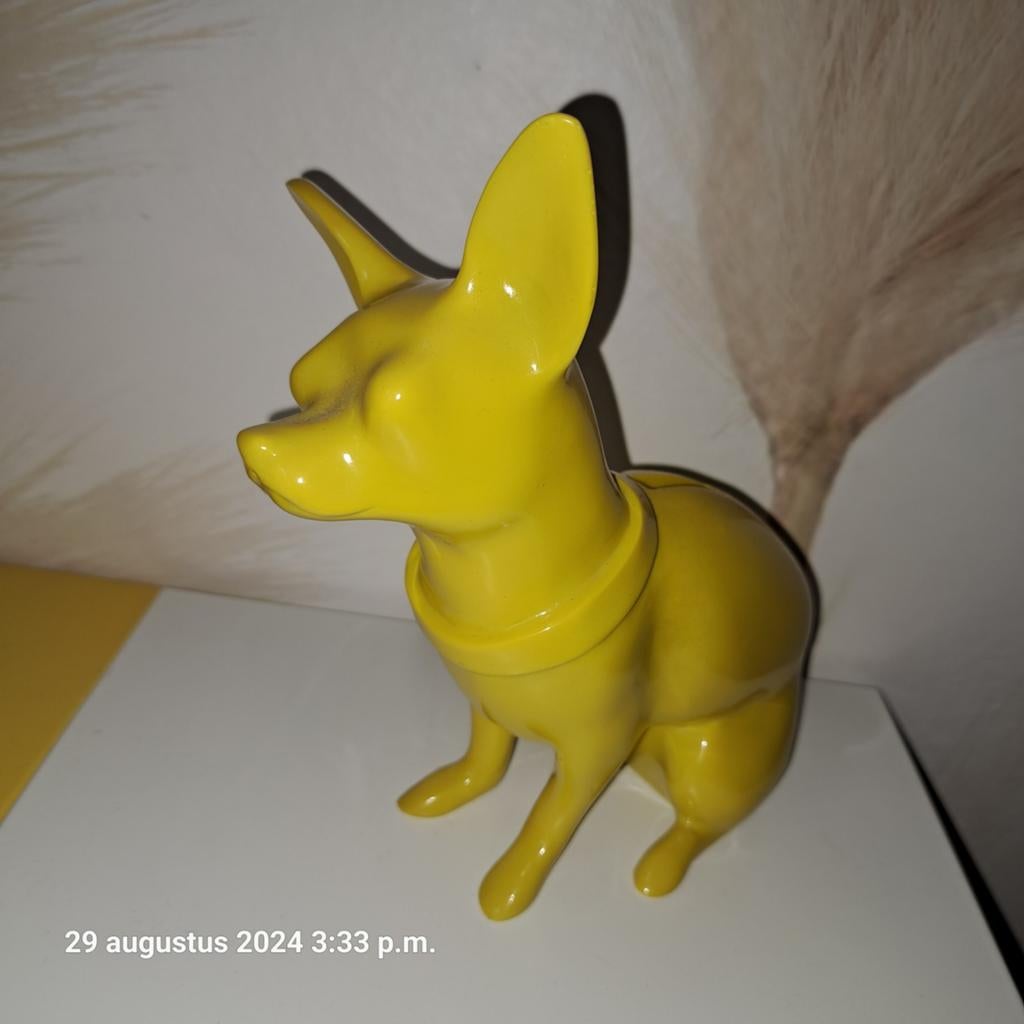 Spaarpot van pullman Chihuahua geel, Ophalen of Verzenden, Overige materialen