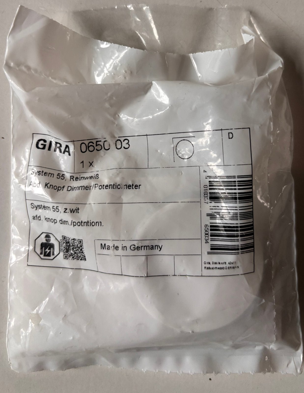 Nieuwe Gira knop 0650 03voor draaidimmer zuiver wit, Ophalen of Verzenden, Nieuw, Overige typen