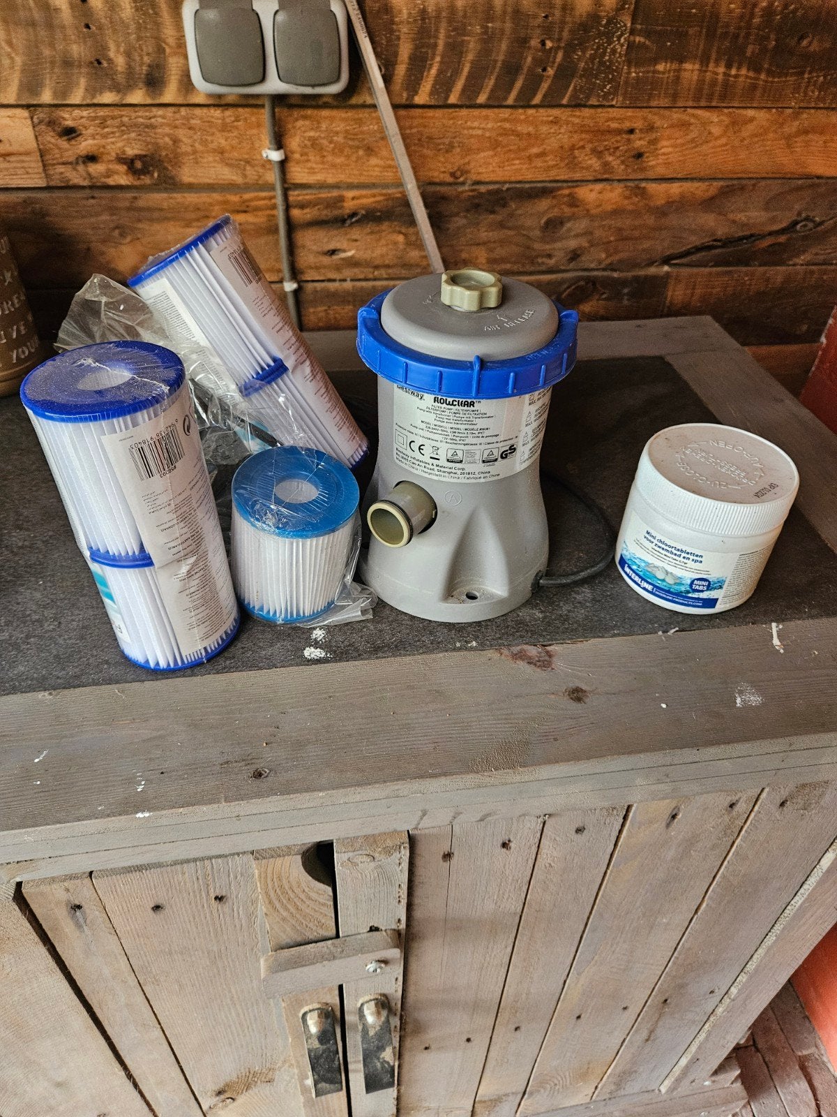 Zwembadpomp, filters en mini chloortabletten (gratis), Ophalen of Verzenden, Gebruikt, Zwembadpomp