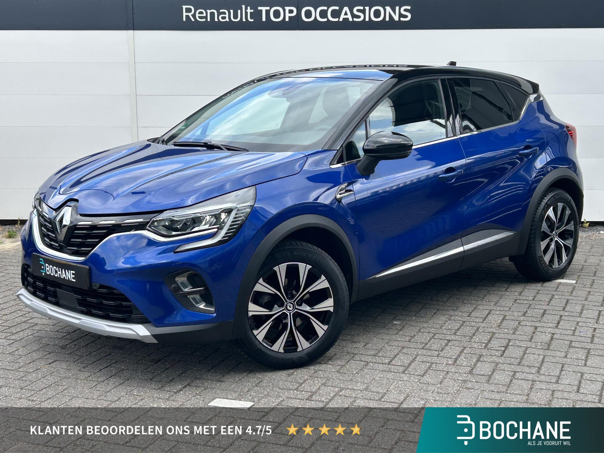 Renault Captur 1.3 mild hybrid 160 techno | Navigatie | Came, Auto's, Gebruikt, 4 cilinders, Met garantie (alle), Blauw