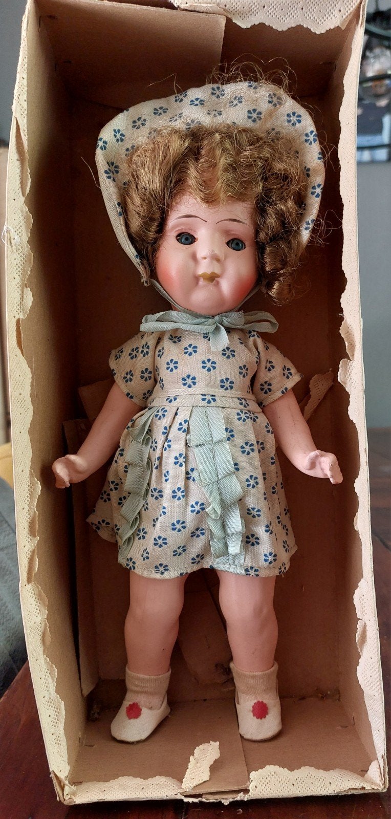 Vintage aardewerk popje in originele doos, Ophalen