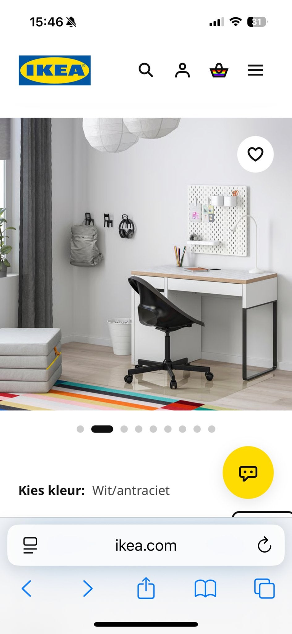 IKEA PÅHL Bureau Wit/Antraciet - Perfect voor Thuiswerk/Stud, Ophalen, Zo goed als nieuw, IKEA, Computerbureau