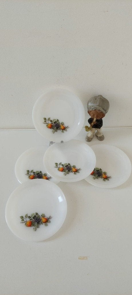 5 Vintage Arcopal France "Fruits de France" ontbijt borden, Eu, Overige merken, Eu, Vintage